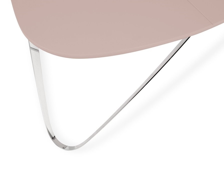 Joval Couchtisch Plektron \ Lack Pastellrosa Edelstahl