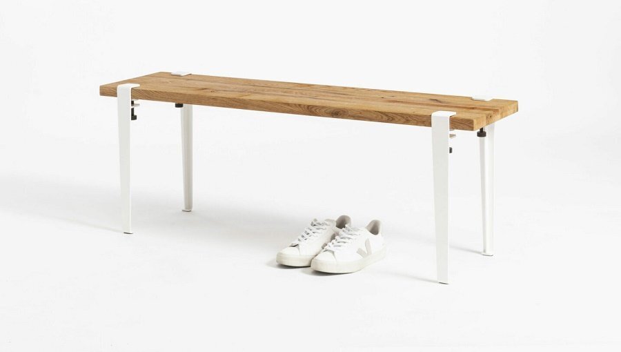 Tiptoe Duke Bench In Reclaimed Wood - Cloudy White 