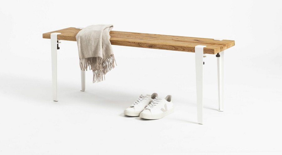Tiptoe Duke Bench In Reclaimed Wood - Cloudy White 