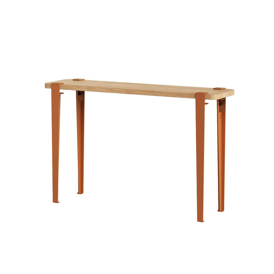 Tiptoe Lima Side Table - Solid Oak - Tangerine Red