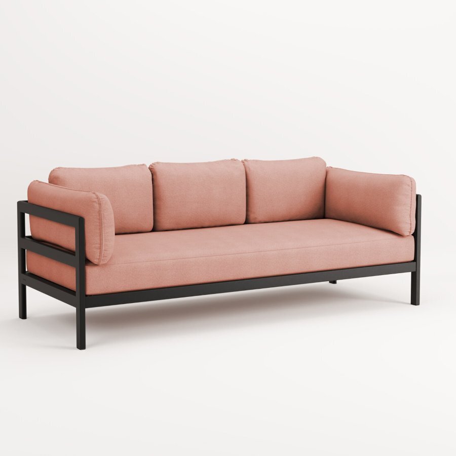 TIPTOE EASY SOFA 3 TO 4 SEATS - GRAPHITE BLACK - VINTAGE PINK