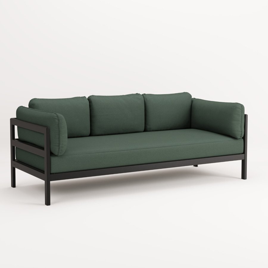 TIPTOE EASY SOFA 3 TO 4 SEATS - GRAPHITE BLACK - FOREST GREEN 