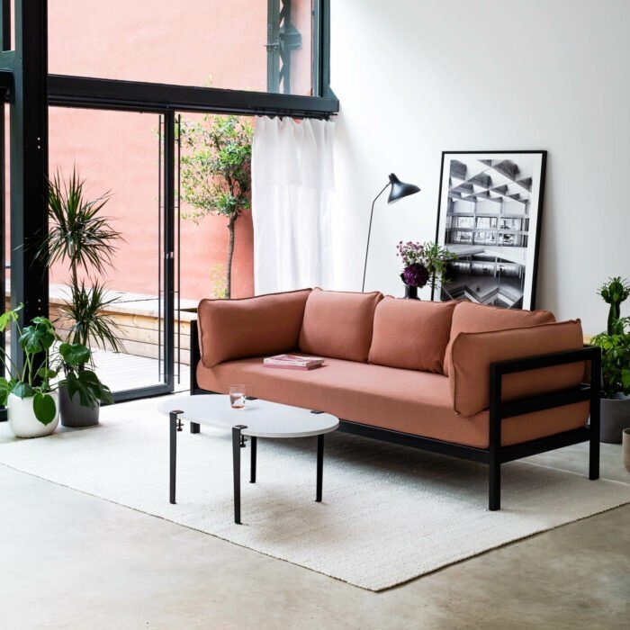 TIPTOE EASY SOFA 3 TO 4 SEATS - GRAPHITE BLACK - VINTAGE PINK