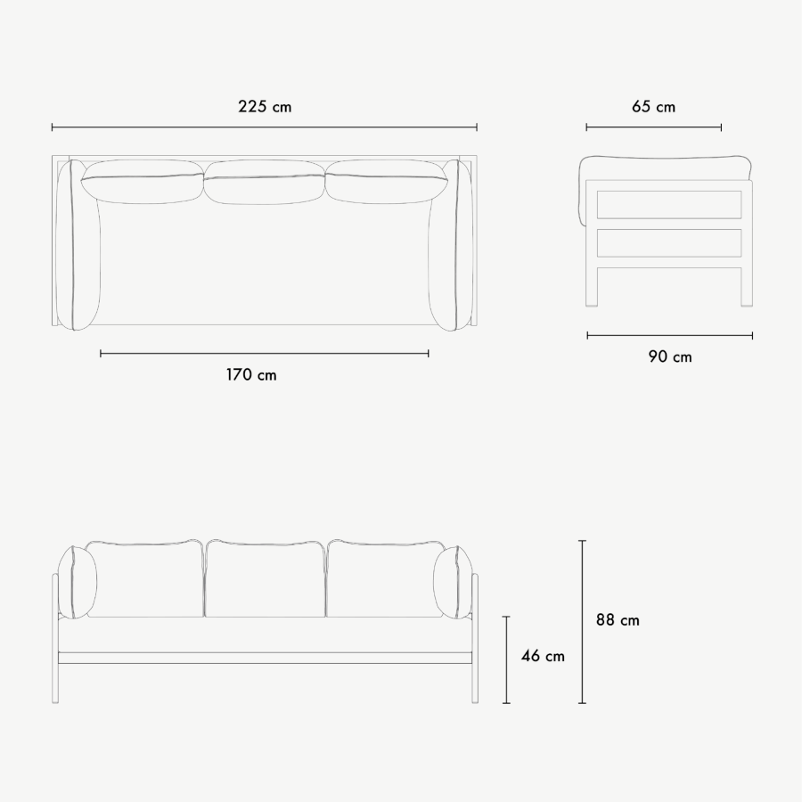 TIPTOE EASY SOFA 3 TO 4 SEATS - DIMENSION