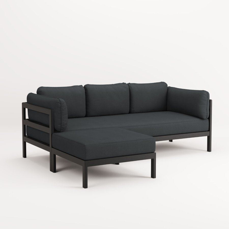 EASY CORNER SOFA – 3 TO 4 SEATS - GRAPHITE BLACK - SLATE GREY
