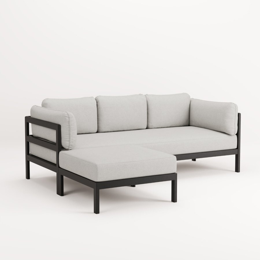 EASY CORNER SOFA – 3 TO 4 SEATS - GRAPHITE BLACK - HEATHER GREY