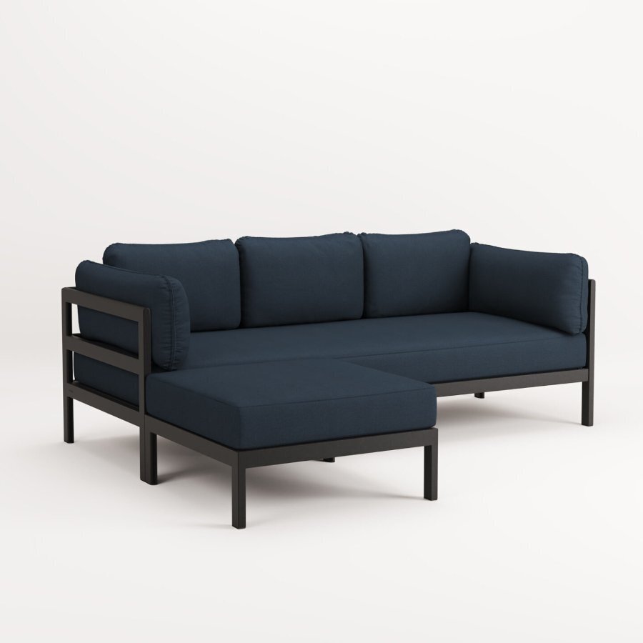 EASY CORNER SOFA – 3 TO 4 SEATS - GRAPHITE BLACK - MIDNIGHT BLUE