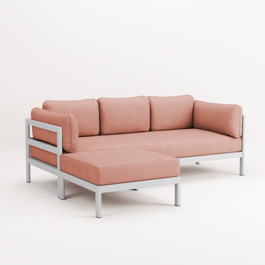 EASY CORNER SOFA – 3 TO 4 SEATS - AUSTRAL GREY - VINTAGE PINK