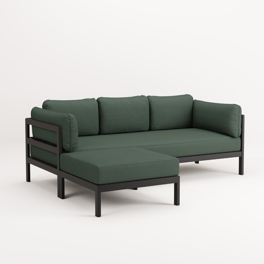 EASY CORNER SOFA – 3 TO 4 SEATS - GRAPHITE BLACK - FOREST GREEN 