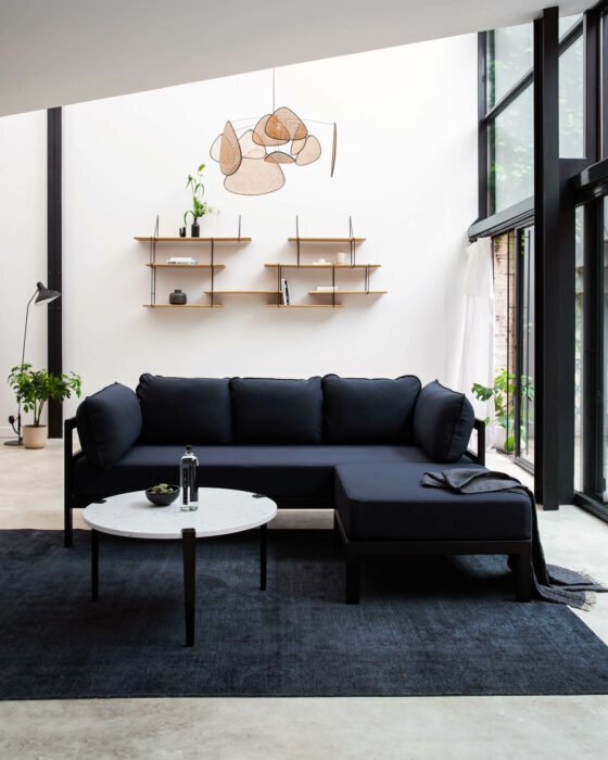 EASY CORNER SOFA – 3 TO 4 SEATS - GRAPHITE BLACK - MIDNIGHT BLUE