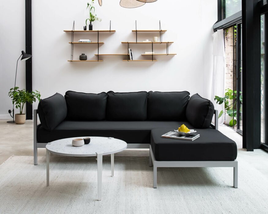 EASY CORNER SOFA – 3 TO 4 SEATS - GRAPHITE BLACK - SLATE GREY