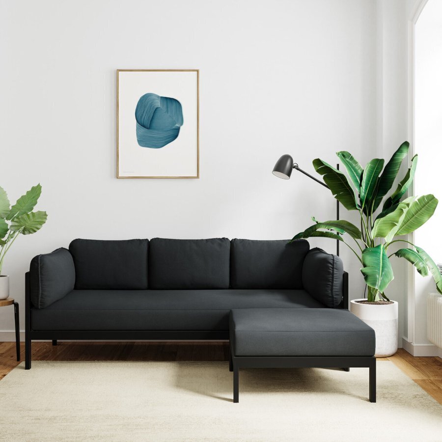 EASY CORNER SOFA – 3 TO 4 SEATS - GRAPHITE BLACK - SLATE GREY