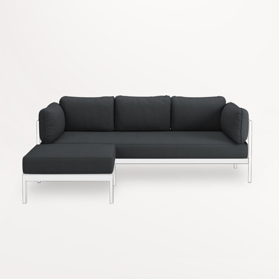 TIPTOE EASY SOFA COVERS SET - 3 TO 4 SEATER + OTTOMAN - SLATE GREY