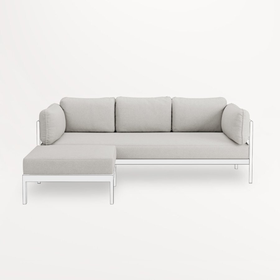 TIPTOE EASY SOFA COVERS SET - 3 TO 4 SEATER + OTTOMAN - HEATHER GREY