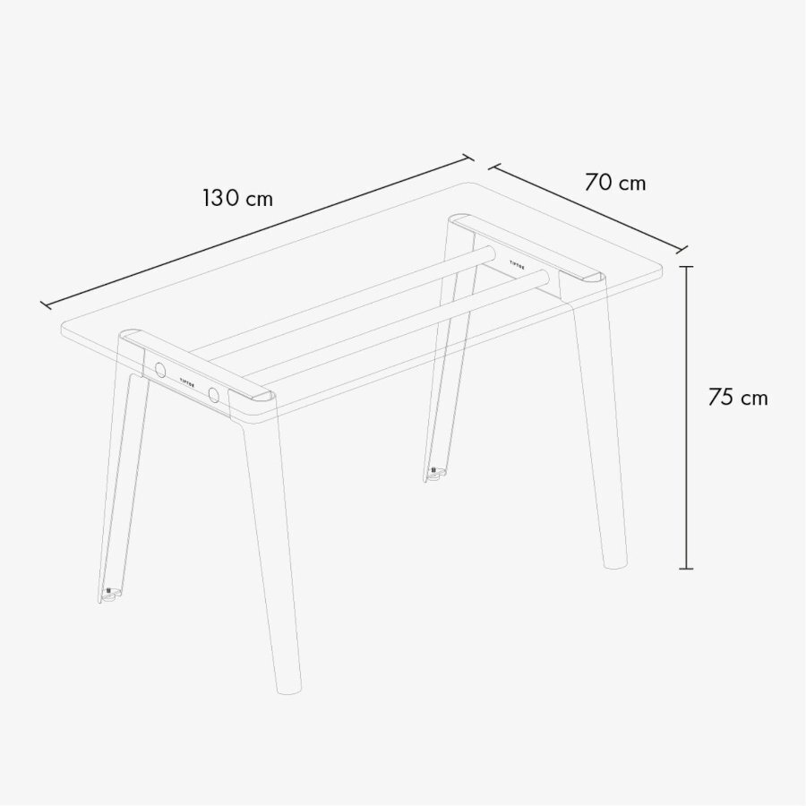 Tiptoe NEW MODERN desk – recycled plastic - Graphite Black - Dimensions