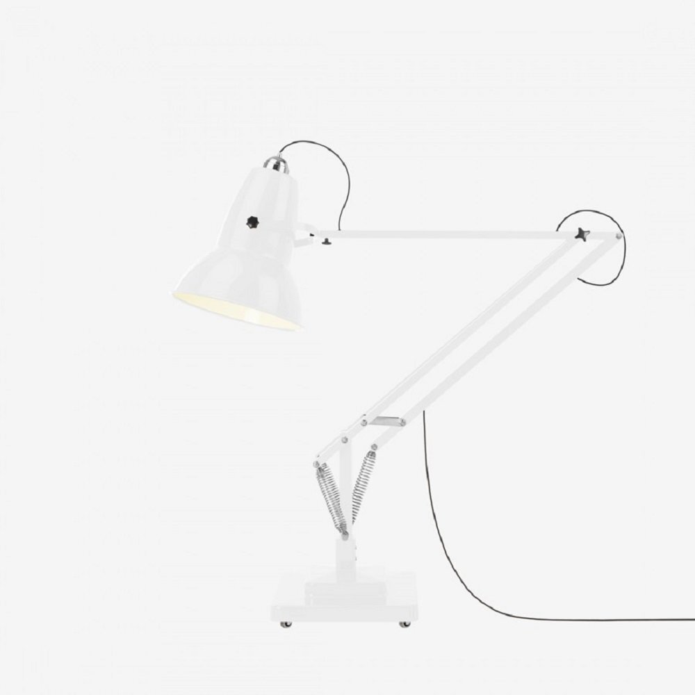 Anglepoise Original 1227 Giant Floor Lamp- Alpine White with Grey Cable Braid - Gloss Finish