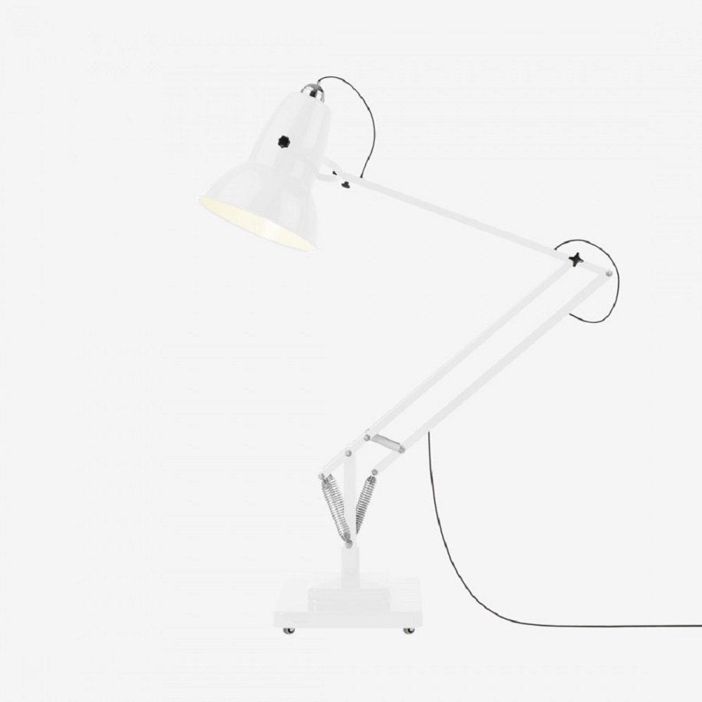 Anglepoise Original 1227 Giant Floor Lamp- Alpine White with Grey Cable Braid - Gloss Finish