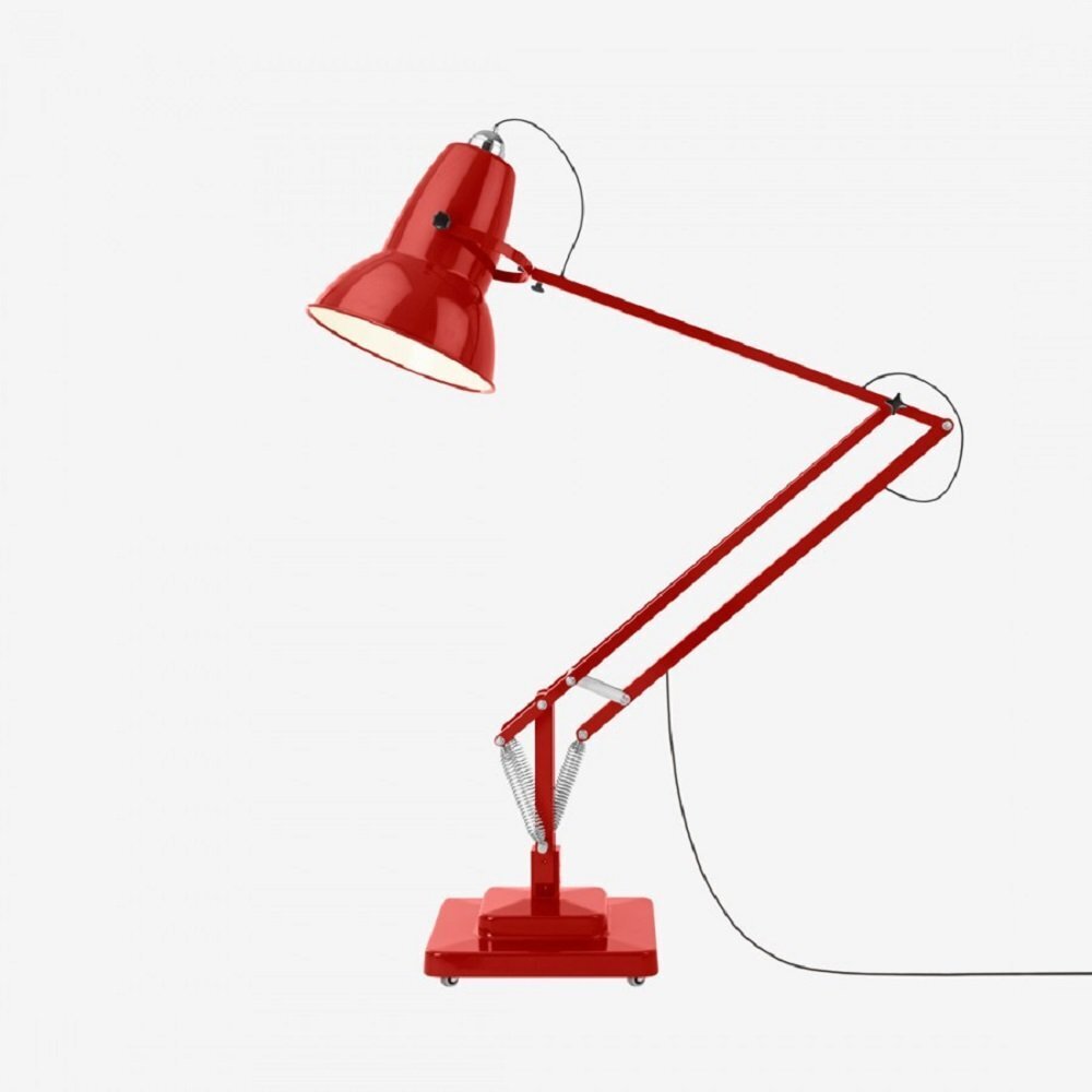 Anglepoise Original 1227 Giant Floor Lamp- Crimson Red with Black Cable Braid - Gloss Finish