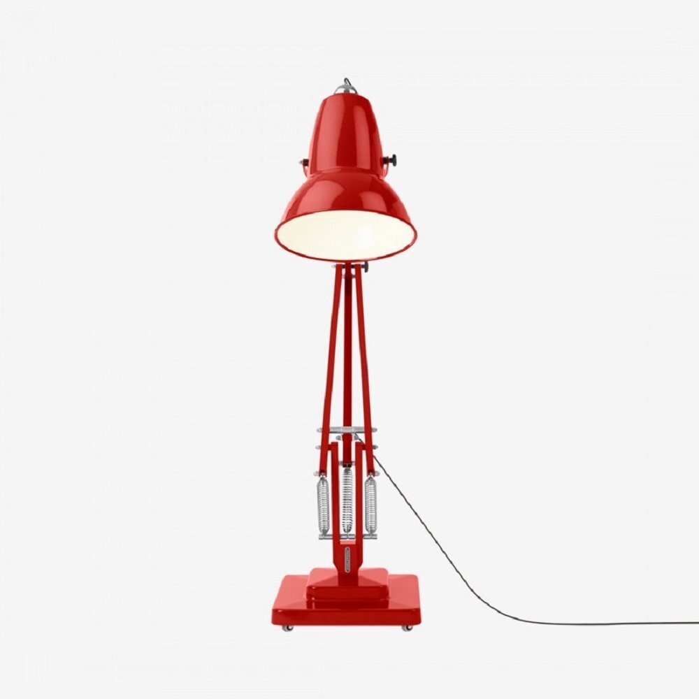 Anglepoise Original 1227 Giant Floor Lamp- Crimson Red with Black Cable Braid - Gloss Finish