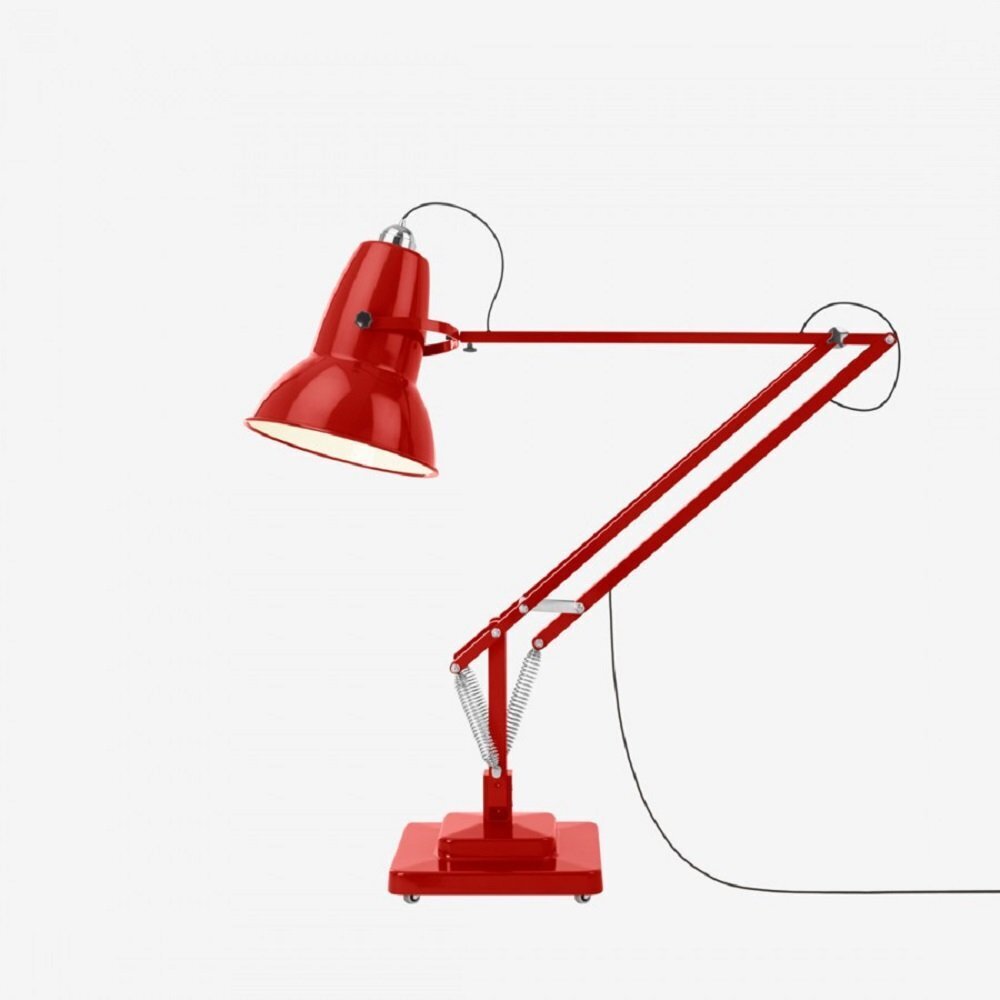 Anglepoise Original 1227 Giant Floor Lamp- Crimson Red with Black Cable Braid - Gloss Finish
