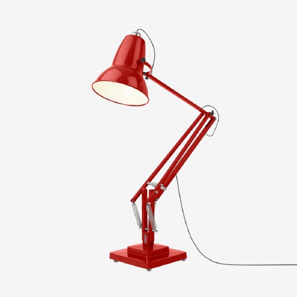 Anglepoise Original 1227 Giant Floor Lamp- Crimson Red with Black Cable Braid - Gloss Finish