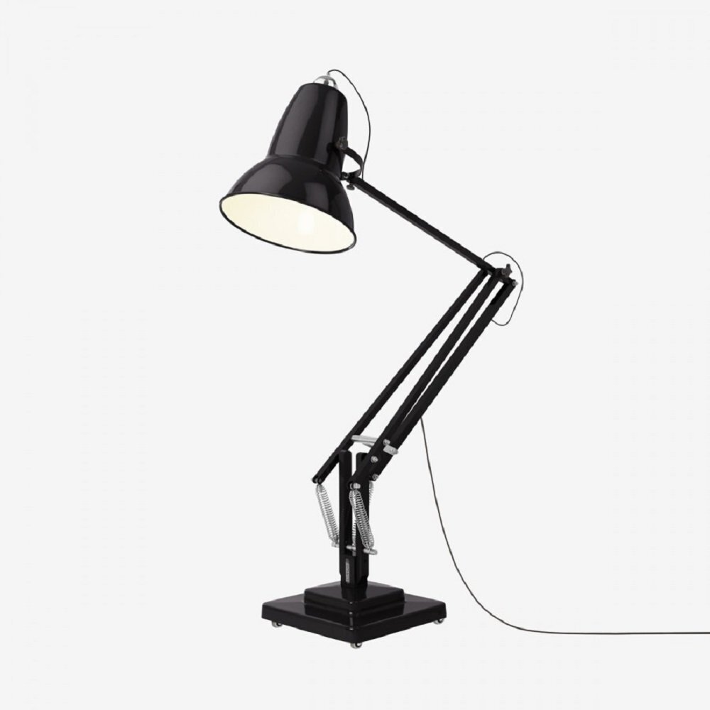 Anglepoise Original 1227 Giant Floor Lamp- Jet Black with Black Cable Braid - Gloss Finish