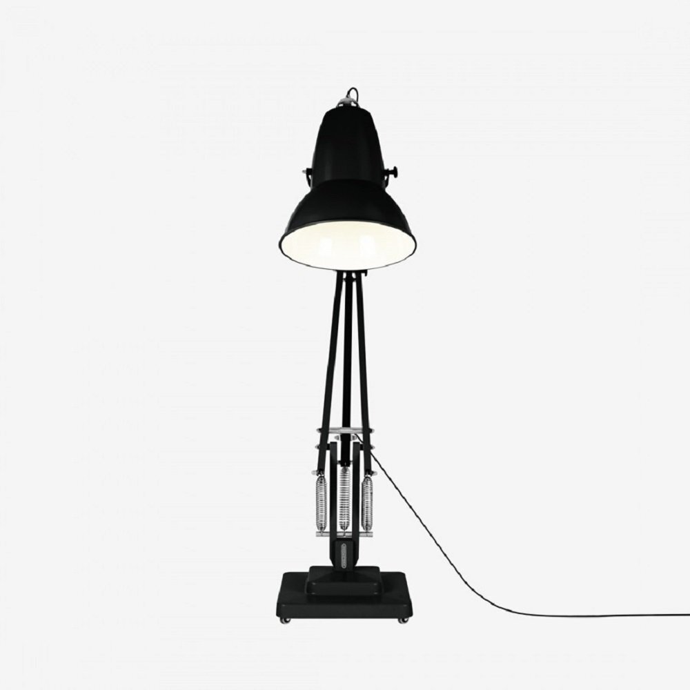 Anglepoise Original 1227 Giant Floor Lamp- Jet Black with Black Cable Braid - Satin Finish