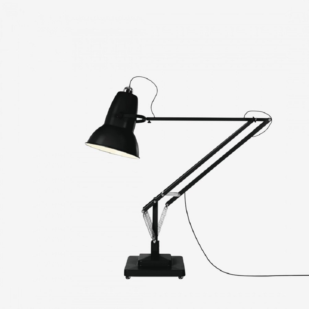 Anglepoise Original 1227 Giant Floor Lamp- Jet Black with Black Cable Braid - Satin Finish