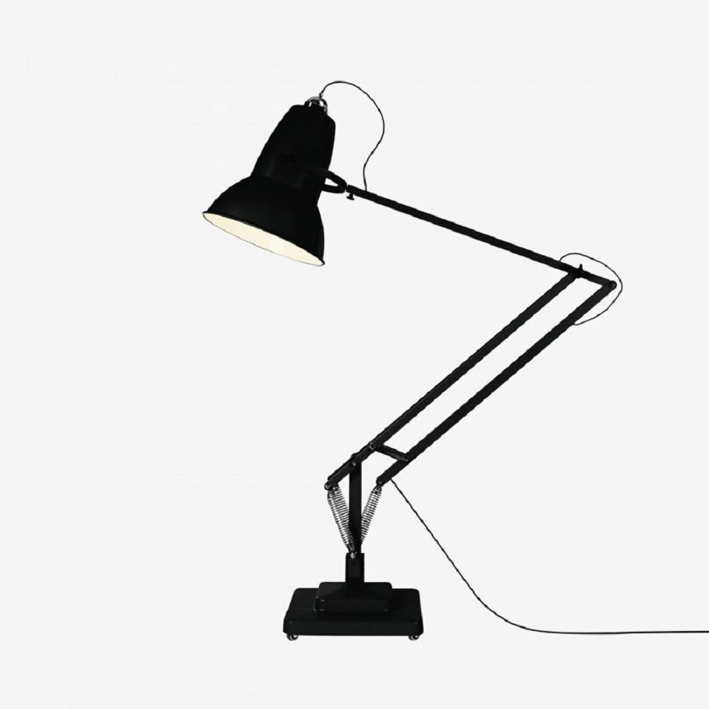 Anglepoise Original 1227 Giant Floor Lamp- Jet Black with Black Cable Braid - Satin Finish