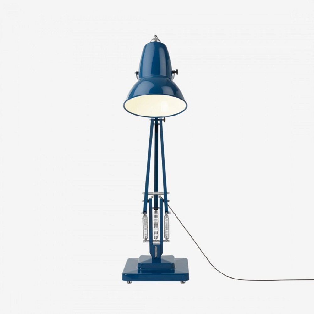 Anglepoise Original 1227 Giant Floor Lamp- Marine Blue with Black Cable Braid - Gloss Finish