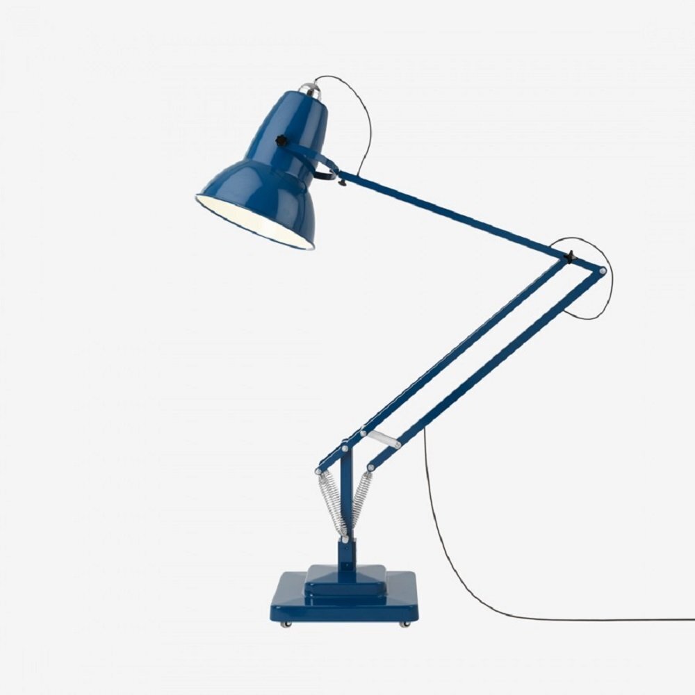 Anglepoise Original 1227 Giant Floor Lamp- Marine Blue with Black Cable Braid - Gloss Finish
