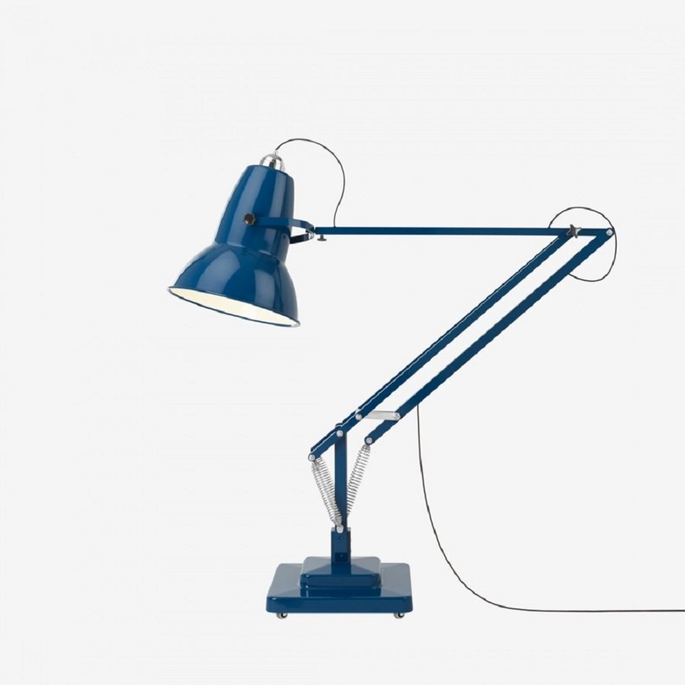 Anglepoise Original 1227 Giant Floor Lamp- Marine Blue with Black Cable Braid - Gloss Finish