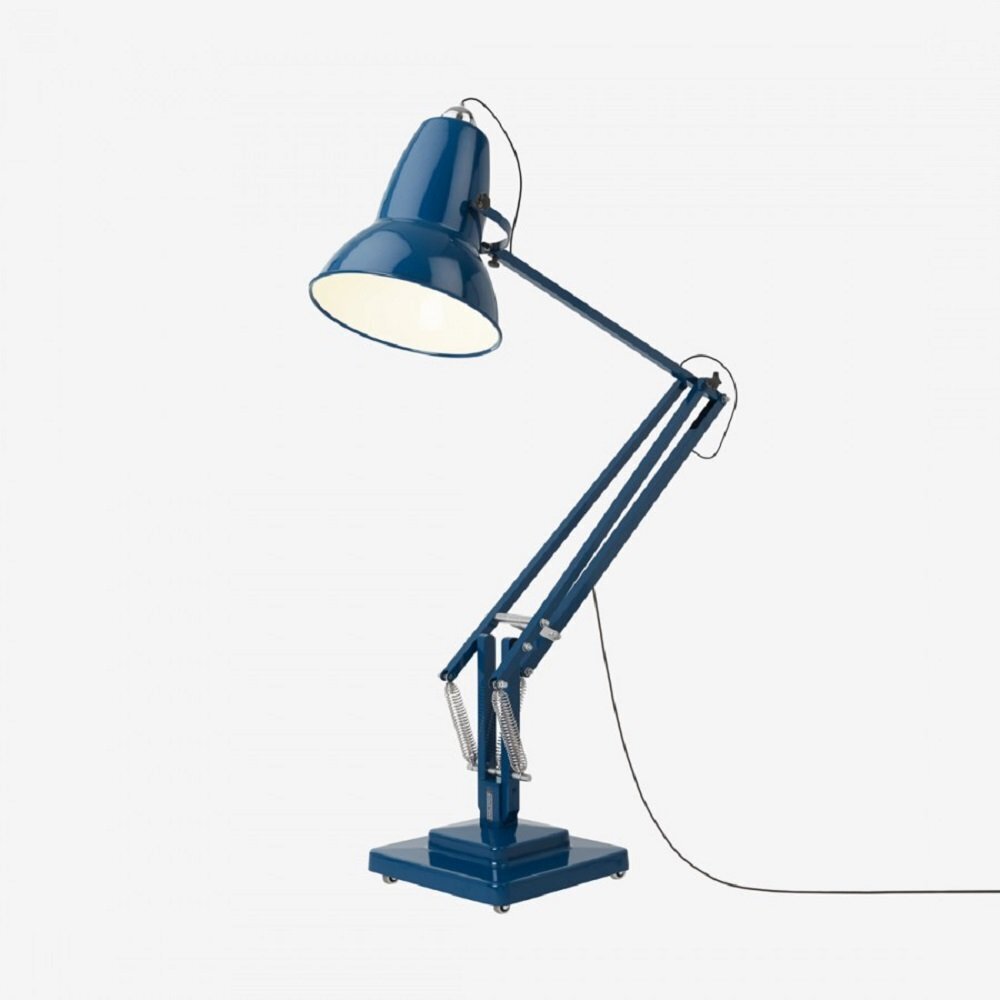 Anglepoise Original 1227 Giant Floor Lamp- Marine Blue with Black Cable Braid - Gloss Finish