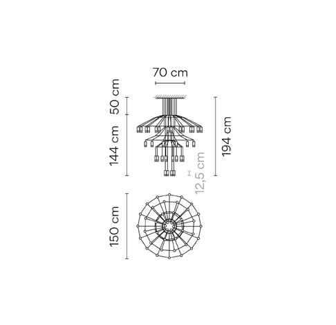 Vibia, Vibia Wireflow Chandelier 0377 LED Kronleuchter Pendelleuchte