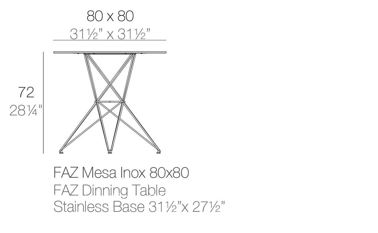 Vondom Faz Table Stainless Base 80X80