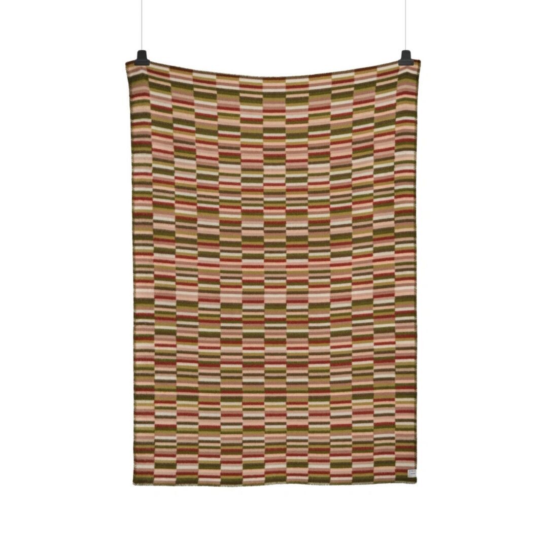 Røros Tweed Lammwolldecke Ida 135 x 200 cm von Røros Tweed Olive Burgundy