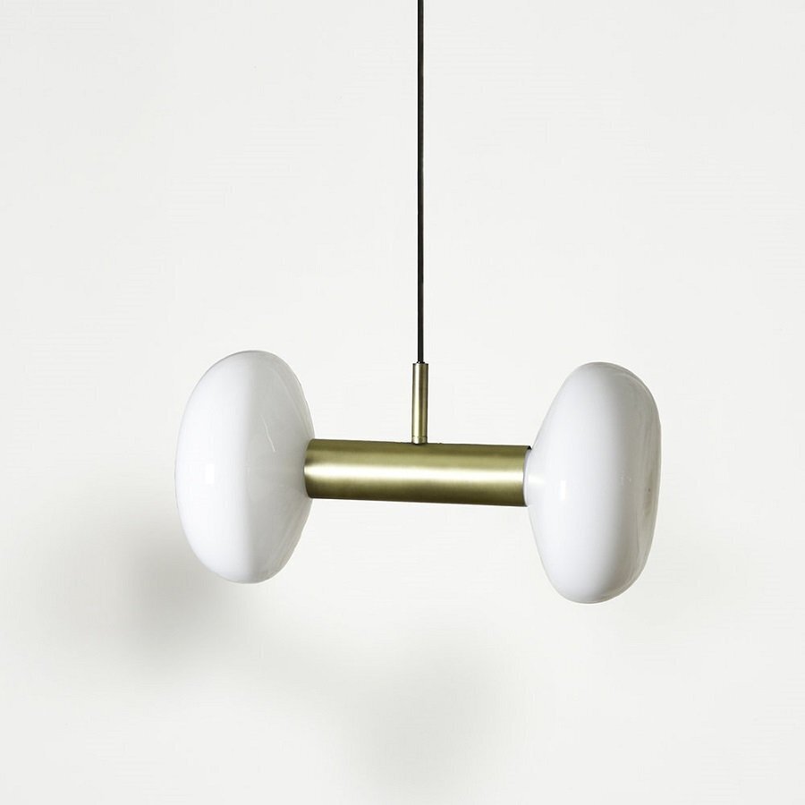 Eno Studio Gambi Two Brass & Opal Pendant Light