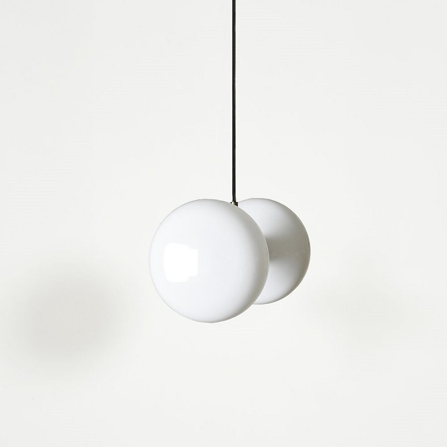 Eno Studio Gambi Two Brass & Opal Pendant Light