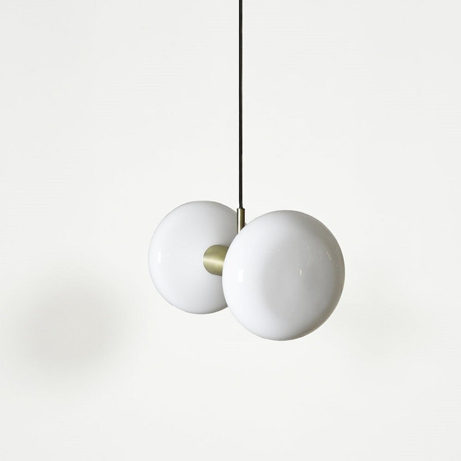 Eno Studio Gambi Two Brass & Opal Pendant Light