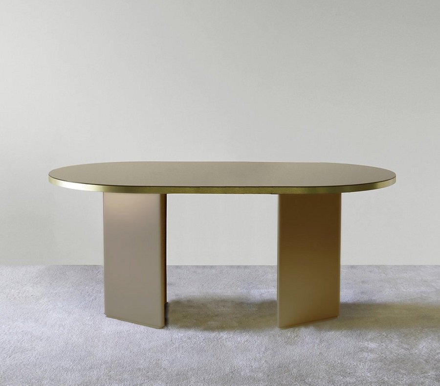 Eno Studio Brandy Large Table - Creme & Brass