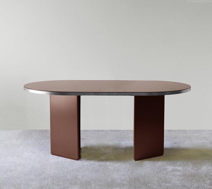 Eno Studio Brandy Large Table - Red & Silver