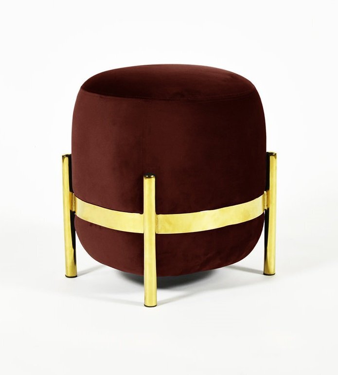 Eno Studio Vega Ottoman Brass Steel - Burgundy