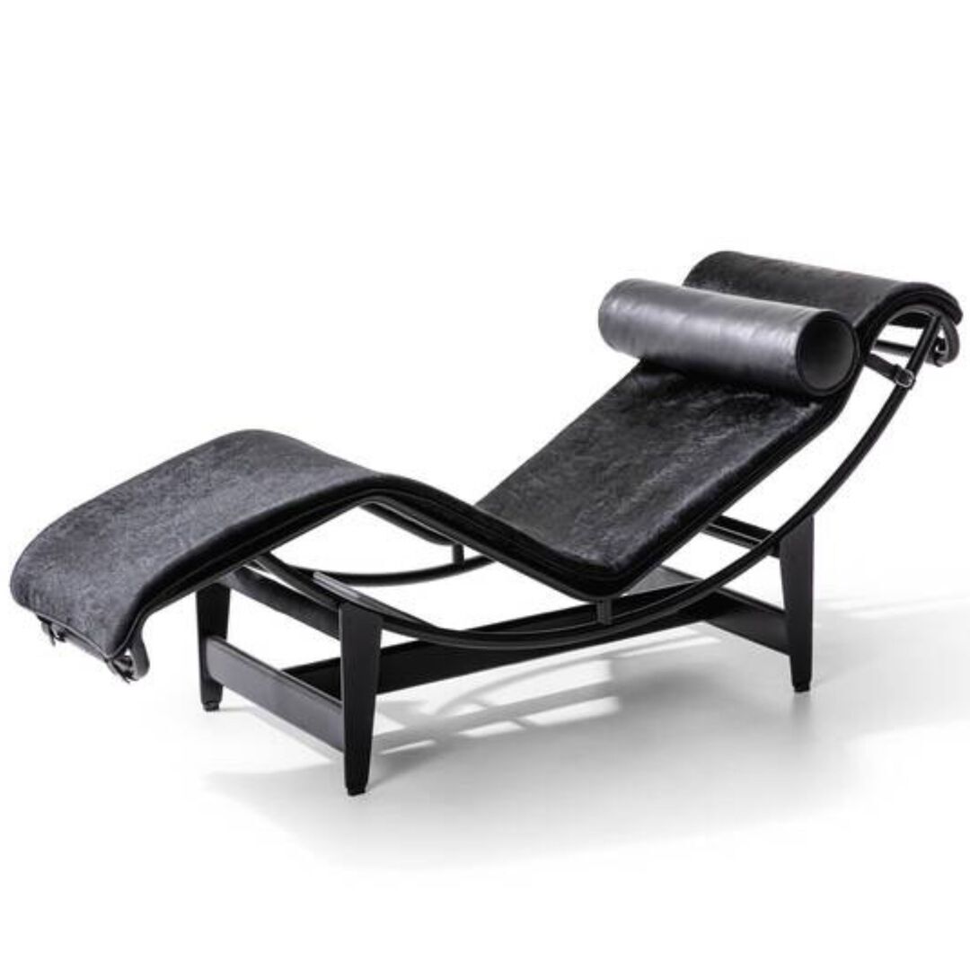 Cassina S.p.A. Cassina 4 Chaise longue à reglage continu LC4 - Liege Fell uni schwarz