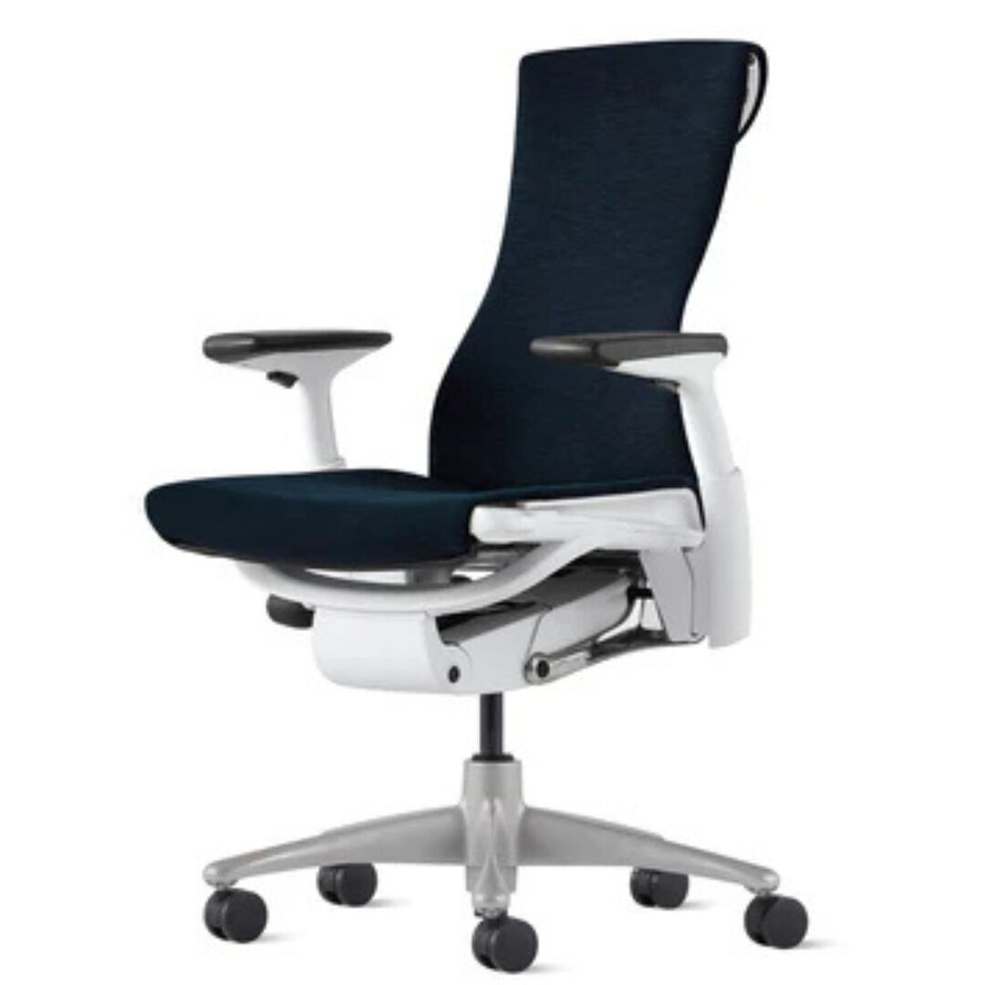 Herman CPH Bürostuhl Embody von Herman Miller Weiss / Sync - Nightfall Dunkelblau