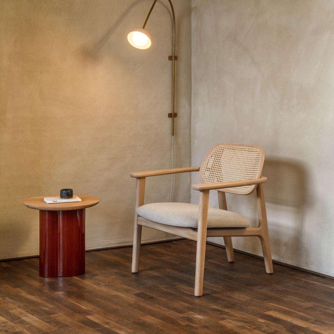Vincent Sheppard Vincent Sheppard Titus Lounge Chair Natural Oak Varnish/Padded Seat Chestnut Natürlich, Kastanie Vegan