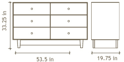 Oeuf 6 Drawer Dresser - Fawn