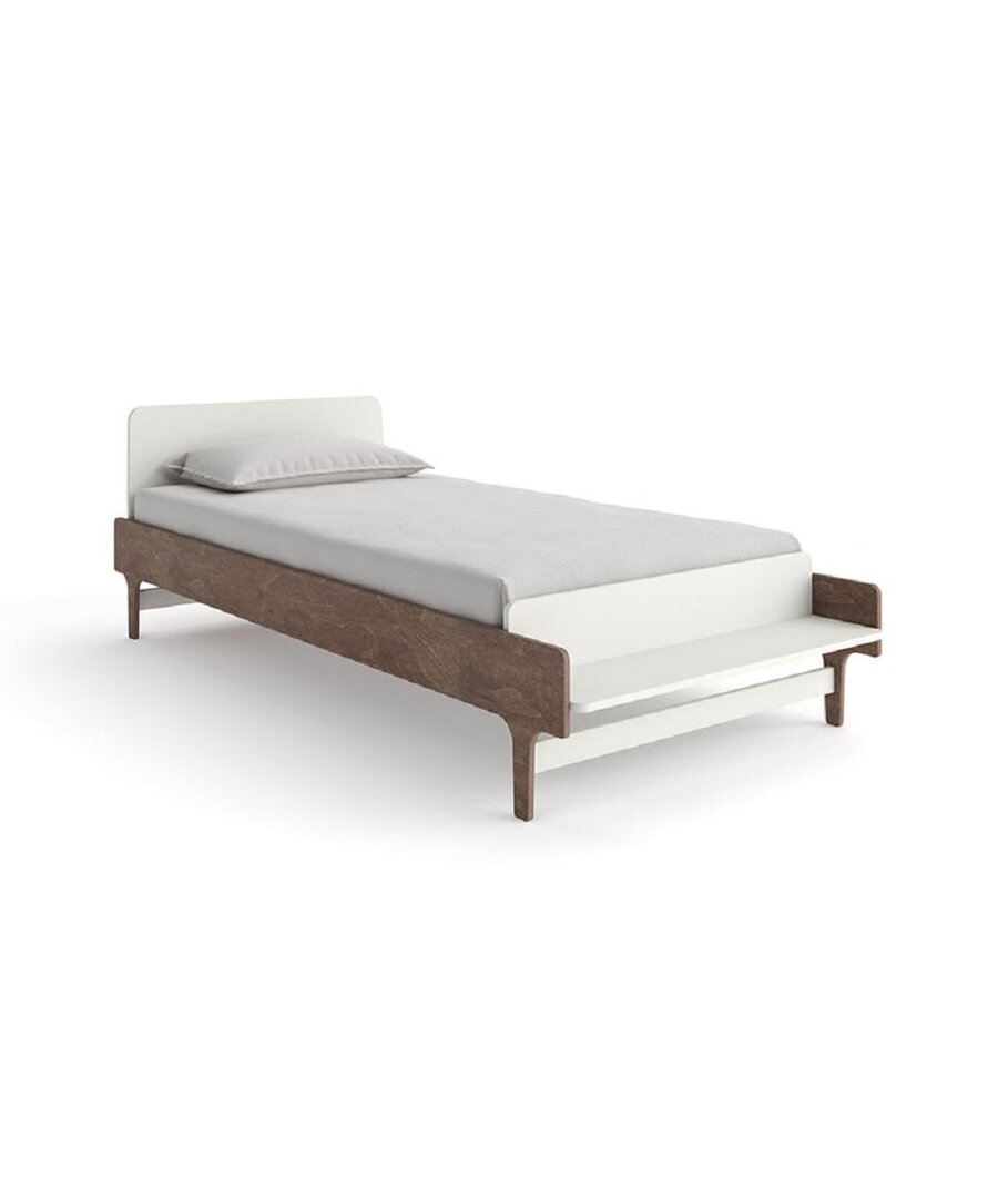 Oeuf River Twin Bed - White/Walnut