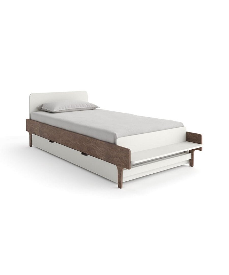 Oeuf River Twin Bed - White/Walnut