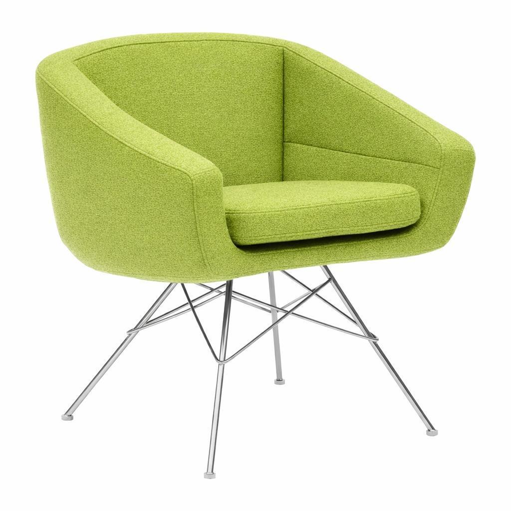 Softline Softline Aiko Lounge Sessel Chrom, Grün 579 - Felt