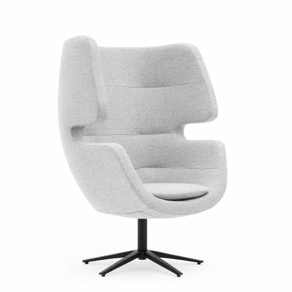Softline Softline Moai Lounge Drehsessel Schwarz RAL9005, Hellgrau 110 - Hallingdal